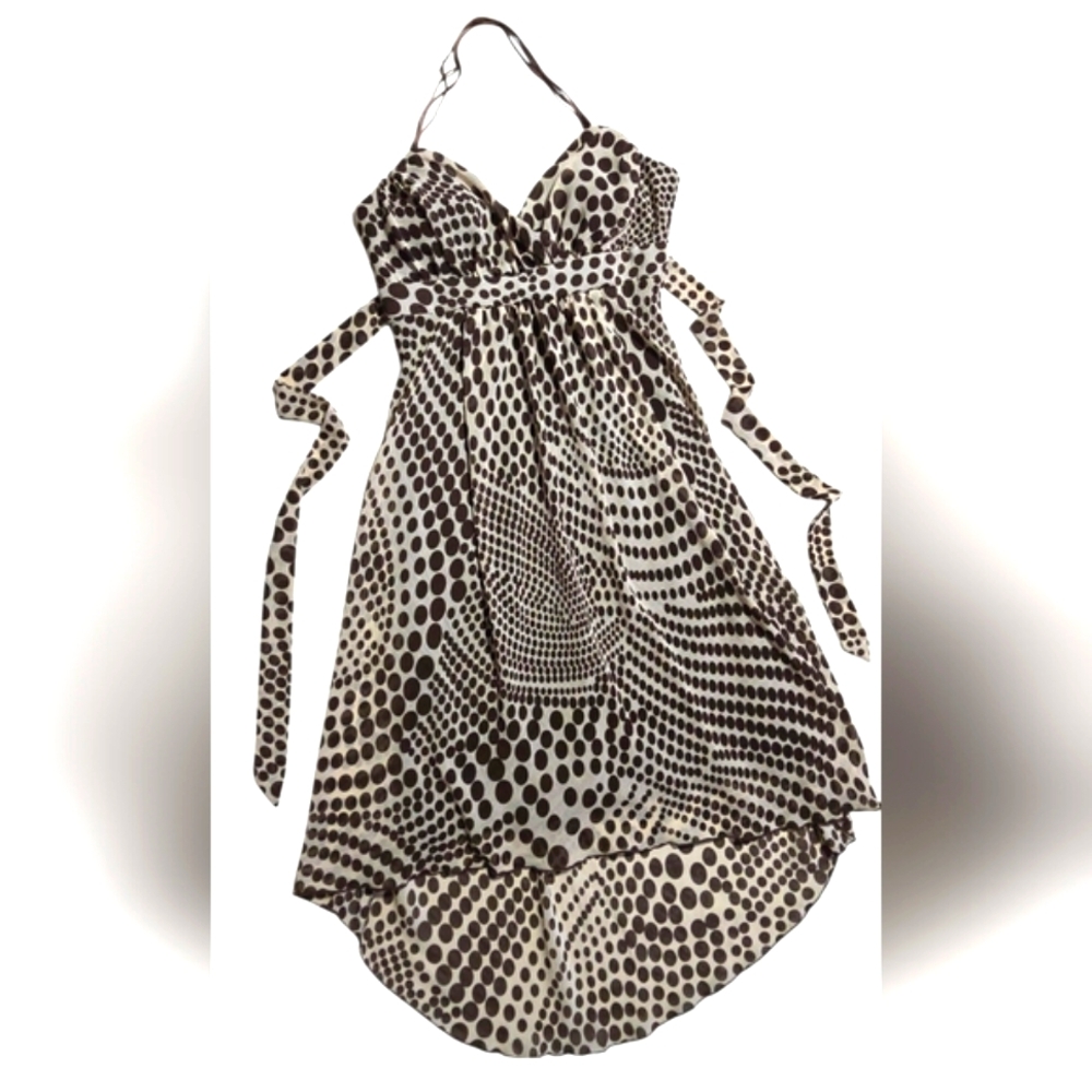 BCX Brown and White Polka Dot Dress